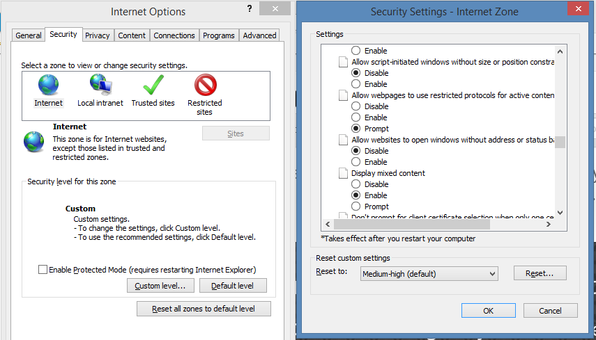 ie mixed content setting