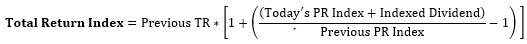 total returns index equation